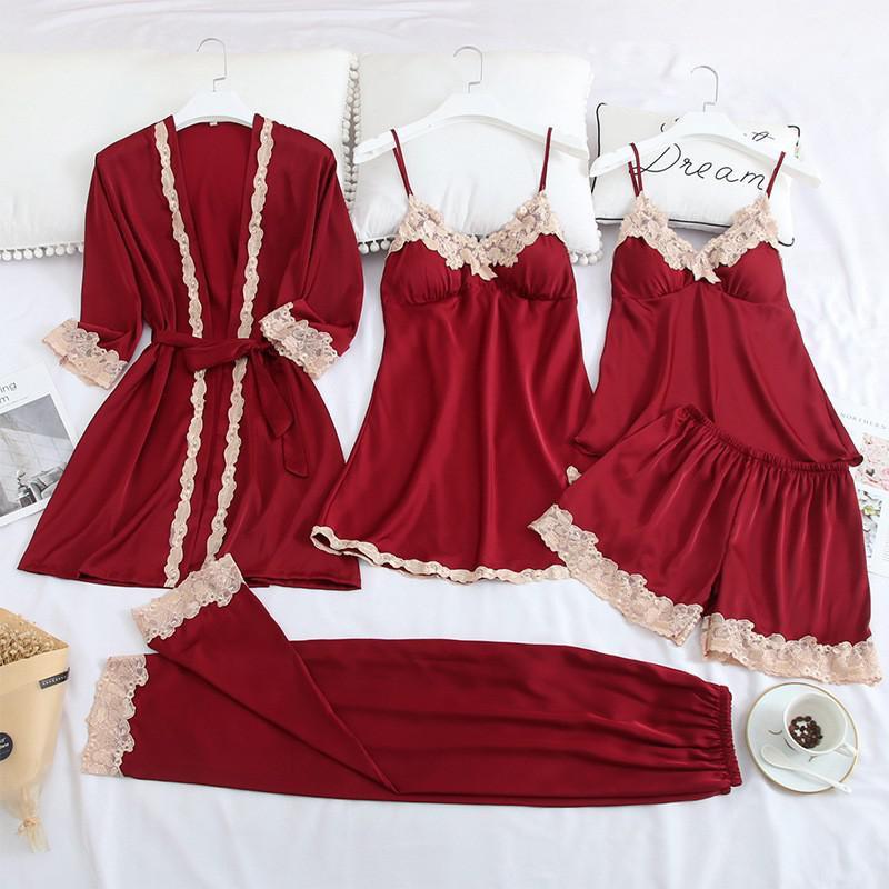 Pijama Daiane 5 Peças - Vermelho II